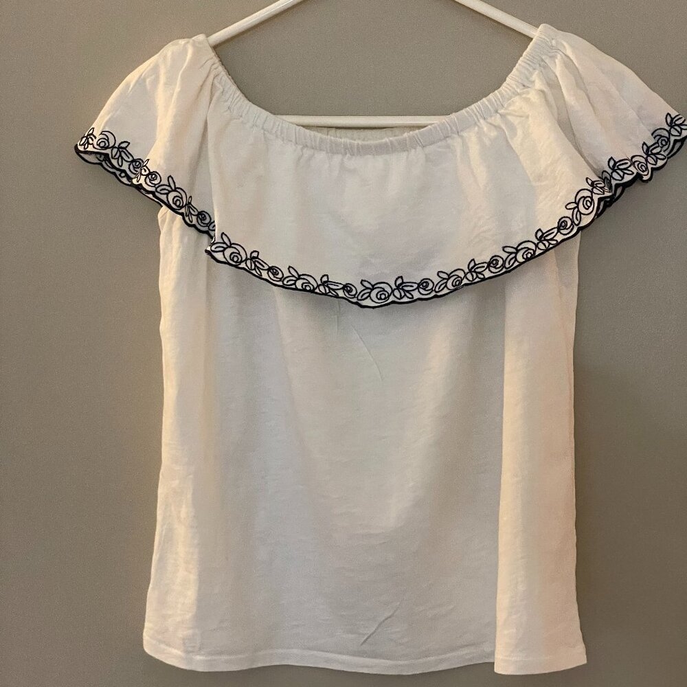 J. Crew Off the Shoulder White Top